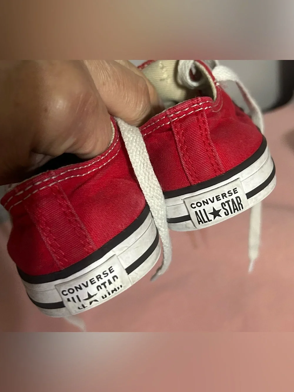 Converse Kids Red Canvas Low-Top Sneakers with White Laces youth 10